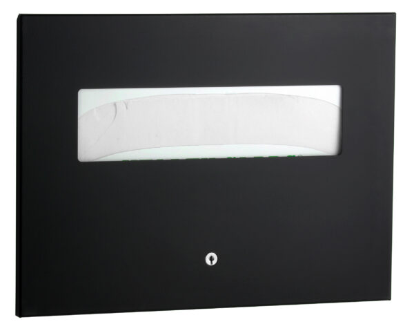 Black mailbox with window showing envelope and keyhole at the bottom.