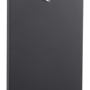 Black wall-mounted cigarette disposal unit with hand symbol on the front.