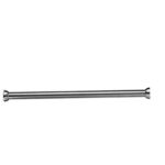 Metal curtain rod with flared end caps.