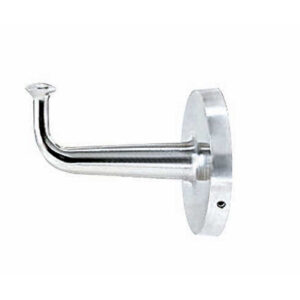 Metal wall bracket with cylindrical arm for supporting rods or shelves, circular base attached.