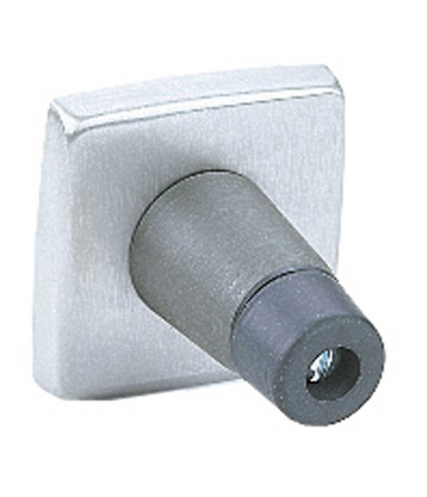 Wall-mounted metallic door stop with a rubber tip