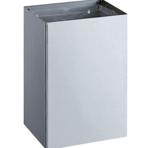 Metallic rectangular waste bin with a minimalist design.