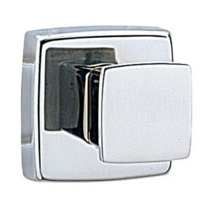 Metallic square door knob with polished finish and modern design