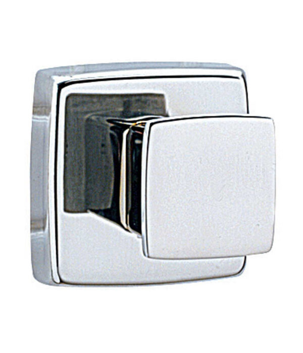 Metallic square door knob with polished finish and modern design