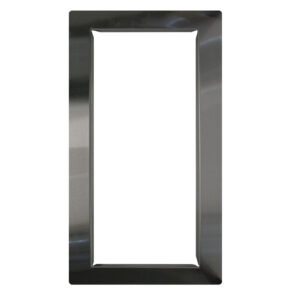 Metallic wall plate cover for single switch or outlet, reflective finish, rectangular shape.