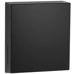 Black rectangular wall-mounted mailbox with minimalist design and side mail slot.