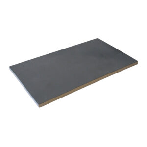 Rectangular gray stone slab with beveled edges on white background for precision measurements.