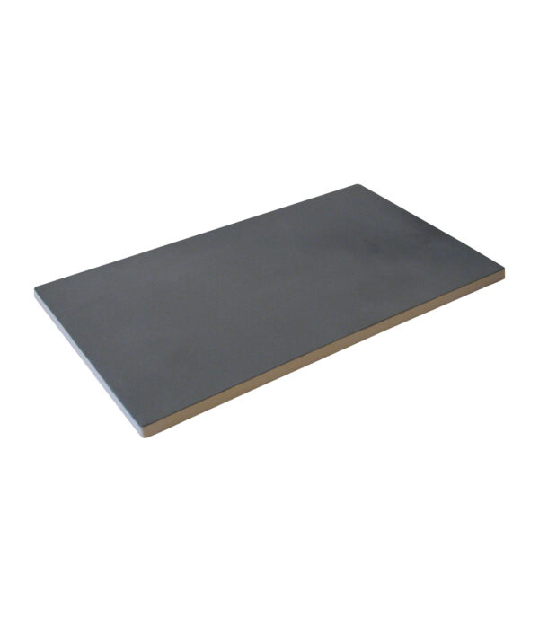 Rectangular gray stone slab with beveled edges on white background for precision measurements.