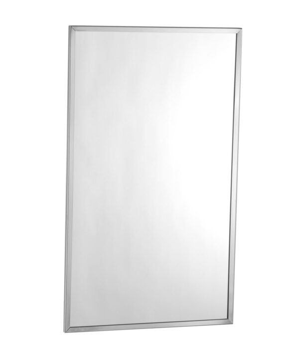 Rectangular mirror with thin metallic frame.