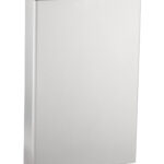 Sleek metallic rectangular waste bin with minimalist design.
