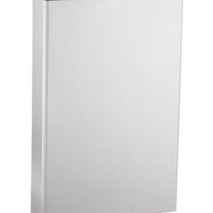 Sleek metallic rectangular waste bin with minimalist design.