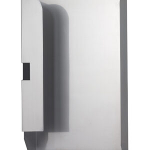 Stainless steel wall-mounted hand dryer with sleek design.