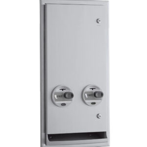 Stainless steel double tissue dispenser with "FREE" knobs and security locks.