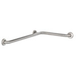 Stainless steel L-shaped grab bar with circular wall-mounted bases