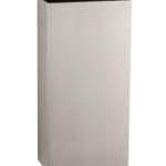 Stainless steel rectangular waste bin with open top and minimalist design.