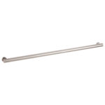 Stainless steel towel bar with mounting brackets on each end.