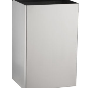 Rectangular stainless steel waste bin with open top and minimalist design.