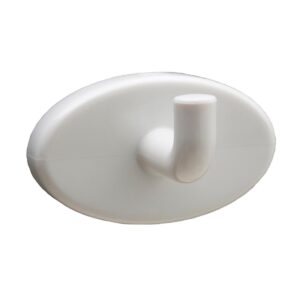 White oval plastic wall mount hook