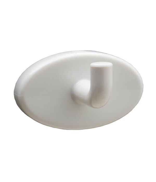 White oval plastic wall mount hook