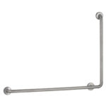Stainless steel right-angle grab bar for wall support and stability, ideal for bathrooms.