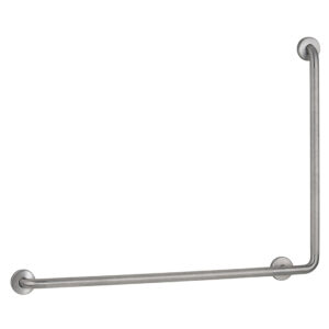 Stainless steel right-angle grab bar for wall support and stability, ideal for bathrooms.