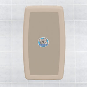 Beige rectangular container with koala logo on a tiled background.