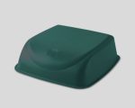 Dark green rectangular plastic container lid with a slightly domed top.